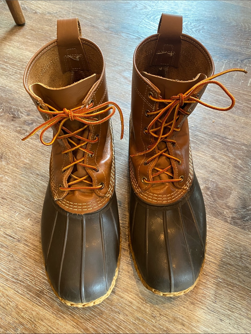 L.L. Bean Men's Brown and Dark Brown Leather Waterproof Duck Boots